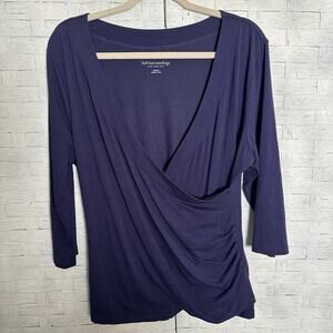 soft surroundings women’s blouse v-neck pima wrap feminine dark romantic petite